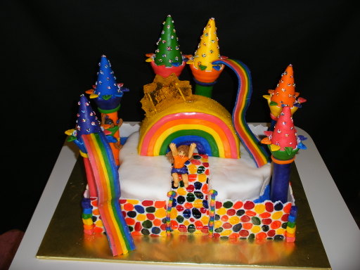 rainbow castle cake